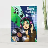 Happy Birthday  | Pop Art Girl with Record Card