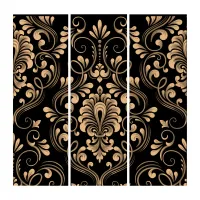 Gold on Black Pattern | Triptych