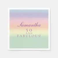 50 AND FABULOUS! 50th Birthday Watercolor Party Napkins