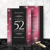 Elegant 52nd Star Ruby Wedding Anniversary Invitation