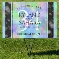 Elegant 34th Opal Wedding Anniversary Celebration Sign