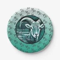 Happy Birthday Capricorn Horoscope Zodiac Goat Paper Plates