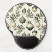 Sage Green and Gold Christmas Ornaments  Gel Mouse Pad