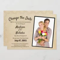 Change the Date Add Photo Wedding Brown Parchment Save The Date