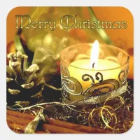 Merry Christmas Gold Candle Sticker