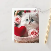 A cute Valentine Kitten Postcard