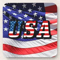 USA - American Flag Hard Plastic Coaster