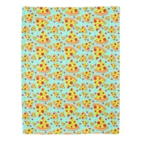 Boys Bedroom Pizza Slice Patterned Blue and Yellow Duvet Cover