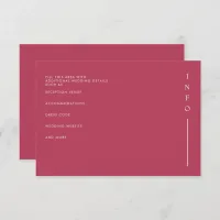 Simple Elegant Minimal Modern Magenta Wedding  Enclosure Card