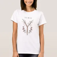 Minimalist Yarrow Flower Monogram 'Y' T-Shirt