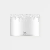 Monogram Platinum Silver Dripping Glitter Metallic Post-it Notes