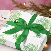 Green flowers and stars wrapping paper sheets