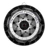 Elegant Geometric Line Art Black and White Dart Board