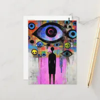 A colorful surreal design postcard