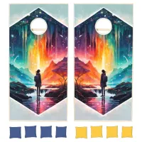 Starry Night Wanderlust: A Whimsical Adventure Cornhole Set