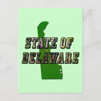 State of Delaware Picture Text and Map Postcard