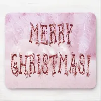 Merry Christmas Bauble and Stars Font Mouse Pad