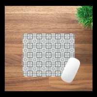 Black and White Geometric Squares Pattern Mouse Pad