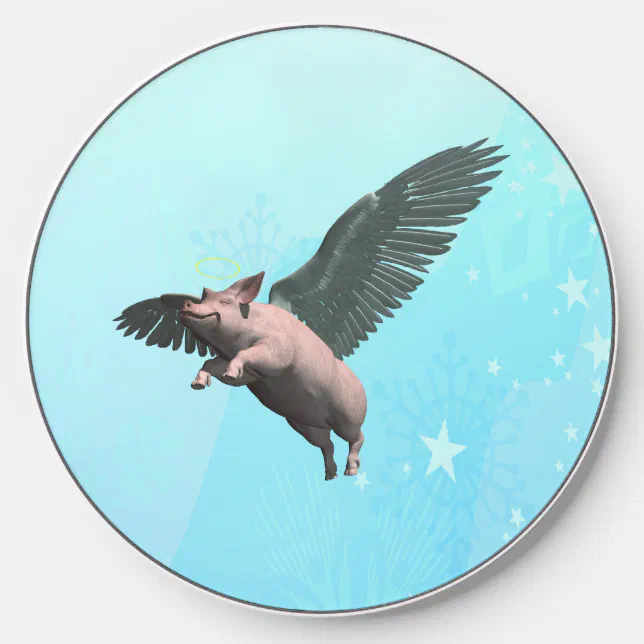 Cute Angel Pig Flying in the Sky Wireless Charger