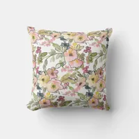 Watercolor Florals Doodle Throw Pillow