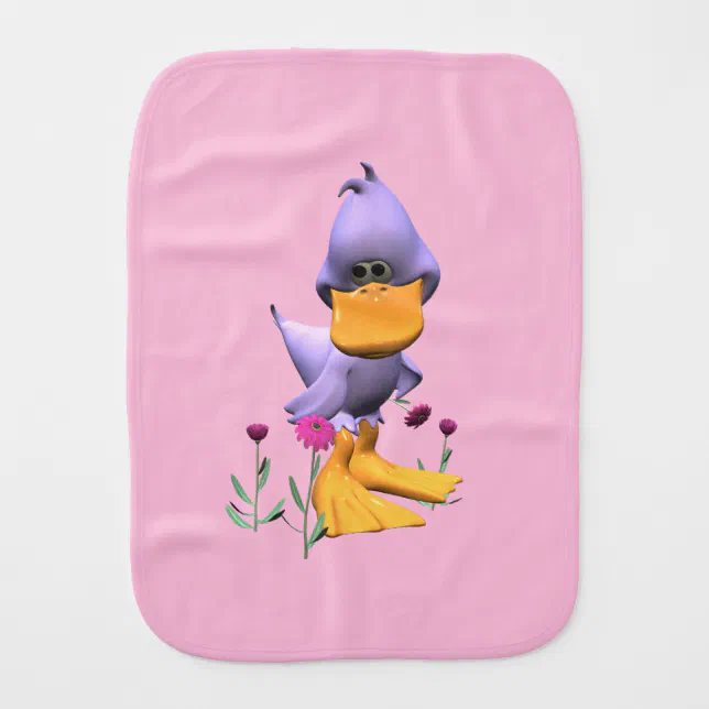 Cute and Shy Purple Duck Burp Cloth
