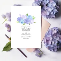 Hydrangea Blue and Light Lavender Wedding Invitation