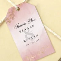 Modern Gold Fleck Blush Pink Wedding Thank You Gift Tags