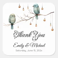 Rustic Woodland Love Birds Celebration Square Sticker