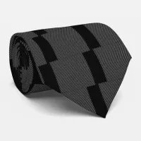 Elegant Gray Diagonal Stripes Black Background Neck Tie