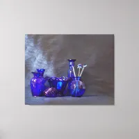 Blue Glass Horizontal Vases Canvas Print