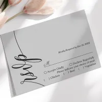 Soft Gray Elegant Calligraphy Wedding RSVP Card