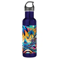Fun Whimsical Psychedelic Sailboat  Stainless Steel Water Bottle