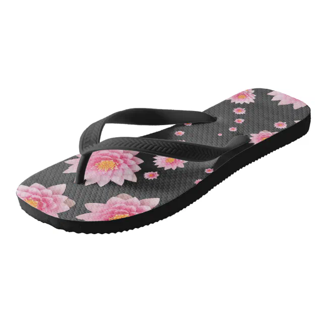 Elegant Floating Pink Lotus Flowers Flip Flops