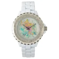 Watercolor Vintage Pastel Butterflies and Rose Watch