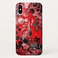 Red, Black and White Fluid Art Marble iPhone XS Case