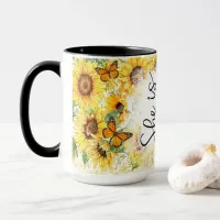 Inspirational Sunflowers and Butterflies Mug