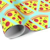 Trendy Emoji Style Pizza Pattern Wrapping Paper