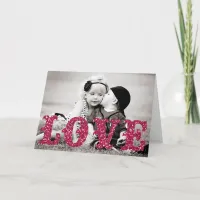 Valentine's Day glitter LOVE Photo Holiday Card