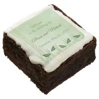 Green butterfly on light green - wedding brownie