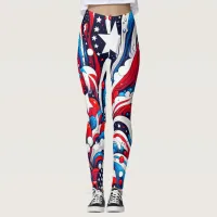 Patriotic Red, White and Blue Fourth of July Leggings