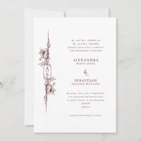 Elegant Baroque Burgundy Red Floral Formal Wedding Invitation