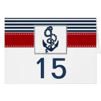 navy stripes, anchor nautical wedding table number