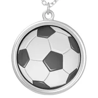 American Soccer or Association Football Silver Plated Necklace