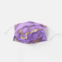 *~* Purple Gold Marble Abstract Girly Lavender Adult Cloth Face Mask