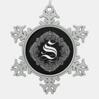 Elegant Goth Initial S Snowflake Ornament