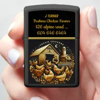 A Farmer Tending to Cochin Chickens at Dusk Zippo Lighter