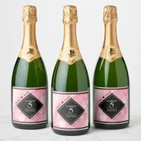 Elegant 5th Rose Quartz Wedding Anniversary Sparkling Wine Label