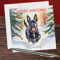 Scottish Terrier Scottie Dog In Snow Christmas Holiday Card