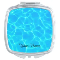 Aqua Water Pattern With Reflection Waves Compact Mirror