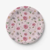 Pink & Purple Floral Vine  Paper Plate